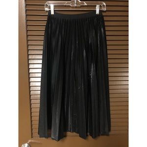 Unique Vintage Retro Pleated Midi Skirt Black